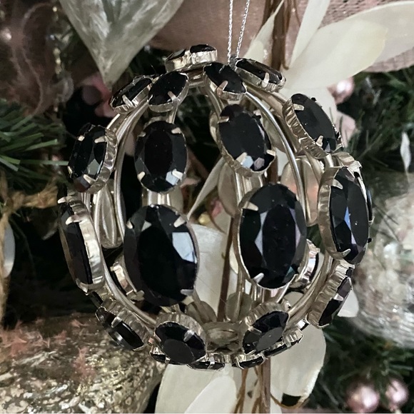 2 pcs Black Rhinestones Caged Ornate Christmas Tree Ornament - Picture 5 of 14